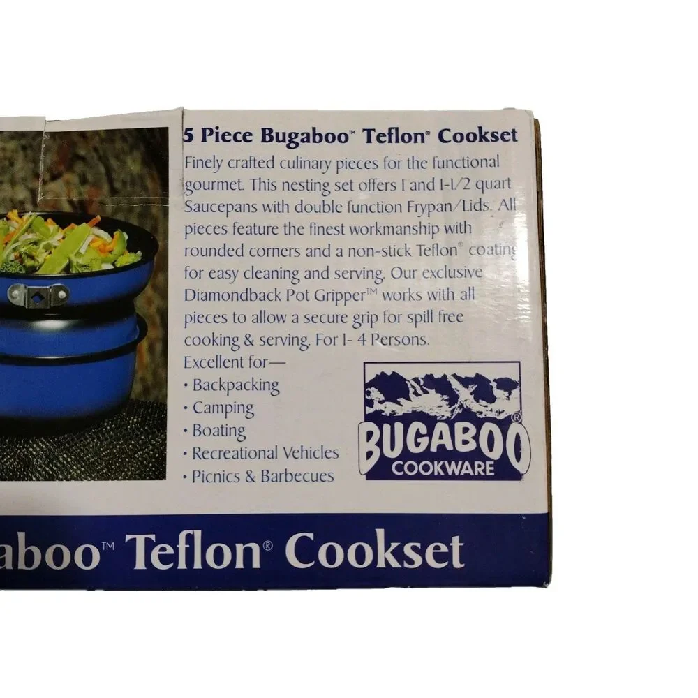 GSI Outdoors Bugaboo 5 pc Teflon Cookset Blue Non-Stick Aluminum Camp Tailgate
